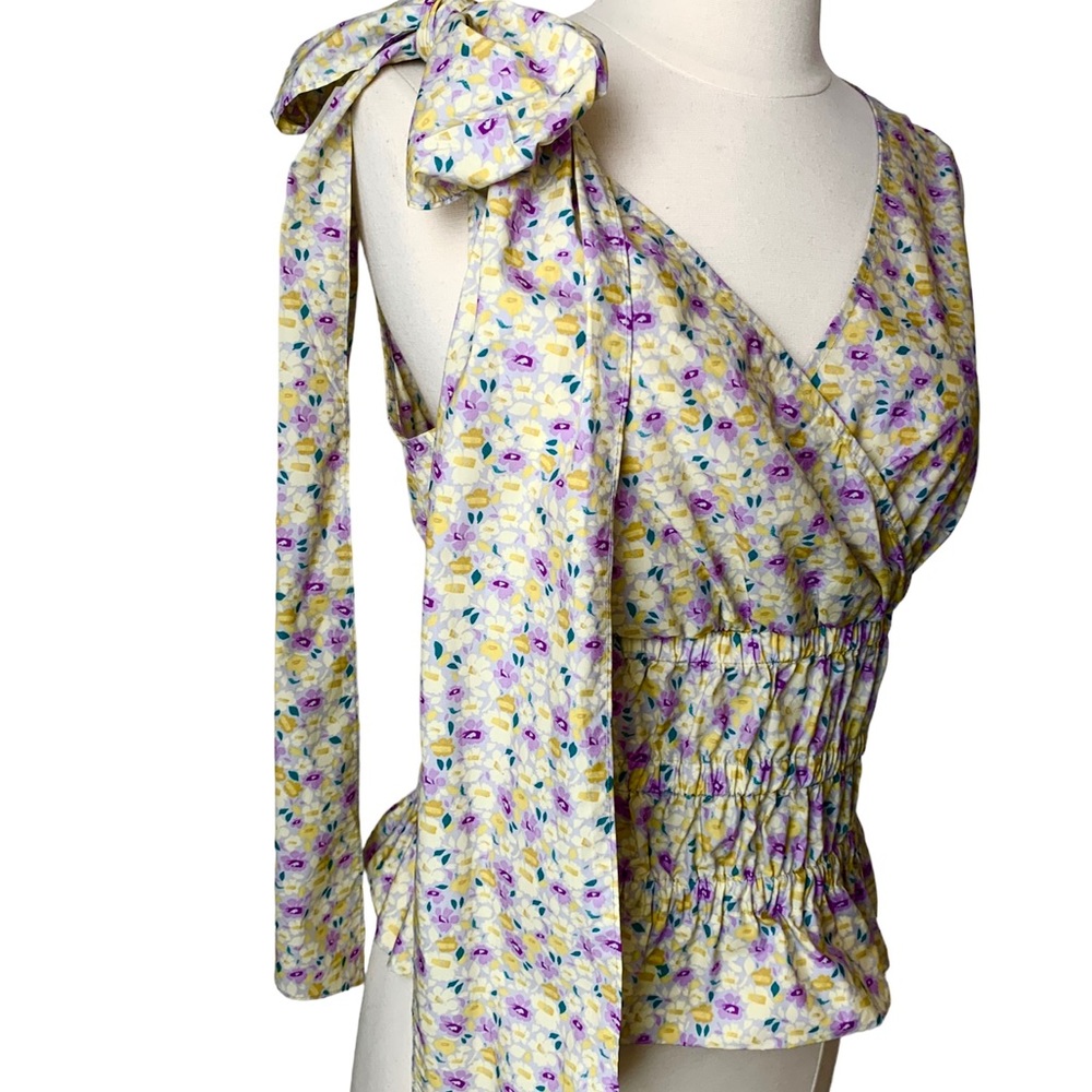 Luxe Floral Print Feminine top blouse tank cami Chintz Euro Designer BAUM Med